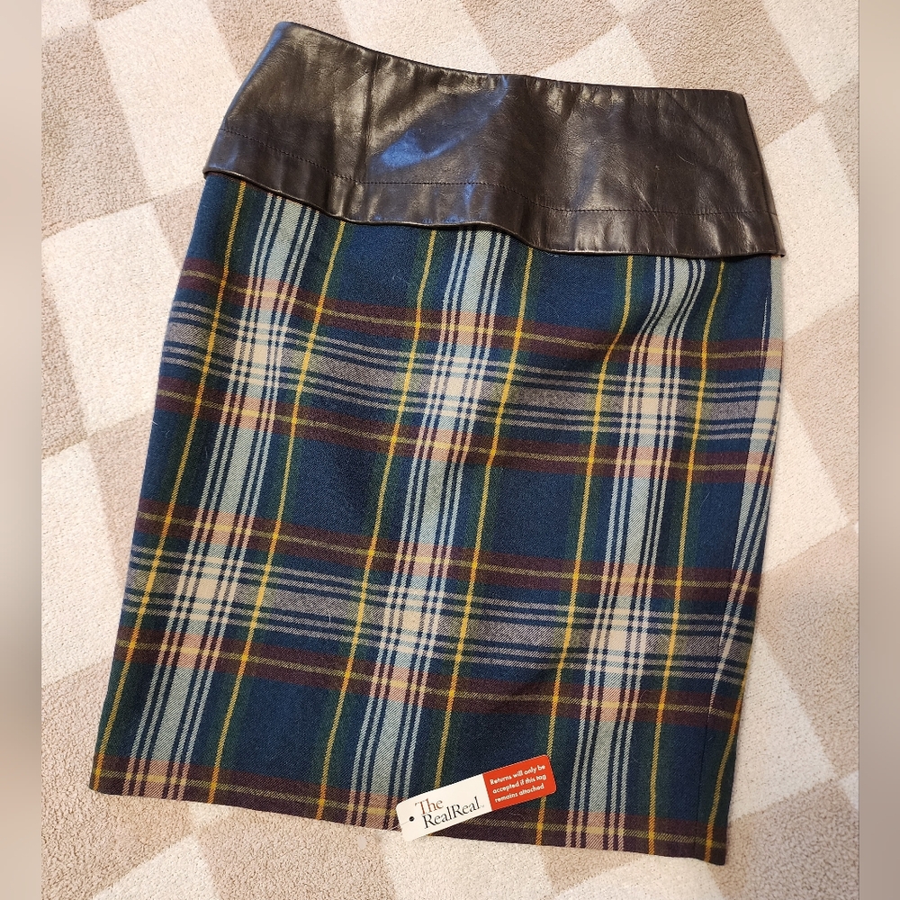 DSQUARED2 Plaid Skirt with Black Leather Waistband